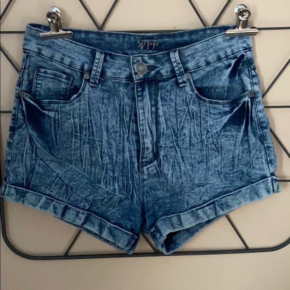 Acid wash high waisted shorts